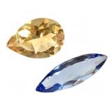 Citrine Pear Cut 1.6 Ct & BL Berl NV Cut 1.5 Ct