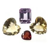 2 Golden Topaz Ht Cut Ht Cut Garnet & EC Amethyst