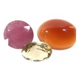 Y Chrysoberyl 1.1 CT Sunstone Cab 3.5 CT Ruby 2.2C
