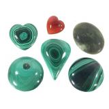 Malachite & Jade Cabochons Malachite & Agate Heart