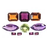 2 EC Hessonite Garnets 6.1 CTTW Peridot & Amethyst
