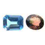 Pink Gold Tourmaline OV 2.7 CT & EC BL Topaz 4 CT