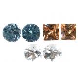 3 Pairs CZ Flawless Peach 7.5 CT BL 8 CT Clear 4.8