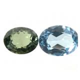 Grass Gr Tourmaline OC 1.29 CT & Bl Topaz 3 CT