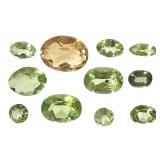 10 Peridot 6.15 CTTW & 1 Citrine 2.95 CT