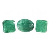 2 EC Emeralds 5.1 CT & 7.4 CT & Ov Emerald 9.85 CT