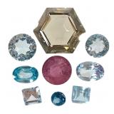 Ruby 2 CT Smoky Qrtz 6.15 CT & 7 Aquam 5.1 CTTW