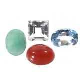 Emerald 1.6 CT Topaz 2 CT Aqua 2.8 CT Grt Cab 1.9C
