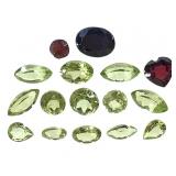 13 Peridot 7.35 CTTW & 3 Garnets 3.15 CTTW