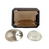 Faceted Clear Topaz & Smoky Qrtz & Moonstone Cab