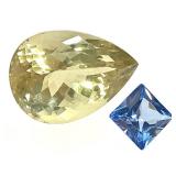 YL Quartz Pear 24.5 CT & Moissen BL Diamond 2.9 CT