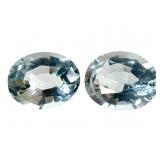 2 OV Aquamarine Pale Lt Blue .65 & .6 CT