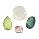 Faceted Gr Tourmaline Moonstone Pink Topaz Peridot