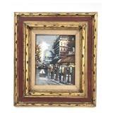 Framed City Landscape Oil Painting