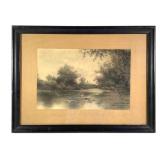 Original Charcoal Indiana Landscape 1925