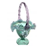 Fenton XXI Collection Opalescent Floral Basket