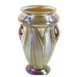 Tiffany Favrile Pulled Feather Art Glass Vase