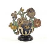 Hubley Cast Iron Pansy Bowl Door Stop