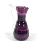 Banded Amethyst Art Glass Pitcher Artist Signed