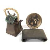 Bakutis Studio Art Pottery Teapot & Scroll Stand +