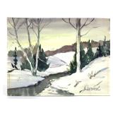 LW Bonsib Watercolor Winter Landscape