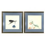 Ken Bloomhorst 2 Linocuts Framed Crunch & Plop