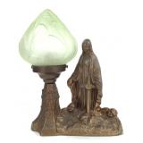 Mary & Cherubs Table Lamp w/ Frosted Glass Shade