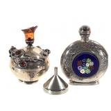 Sterling Millefiori & Amber Rose Perfume Bottles