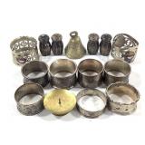 Silver Plate Napkin Rings & Salt n