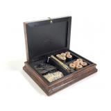 Antique Sewing Box w/ Glass Covered Scene on Lid