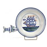 M. A. Hadley Pottery Serving Plate & Fish