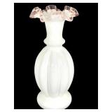 Fenton Peach Crested Melon Glass Vase