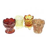 Fenton Carnival & Uranium Glass Toothpick Holders