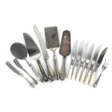 14 Sterling Serving Utensils & 6 Knives MOP Handle