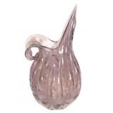 Amethyst & White Blown Glass Ewer / Vase