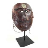 Early Carved Wood Tribal Dance Mask w/ Stand