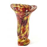 Hand Blown Art Glass Spatter Vase
