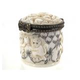 Asian Carved Monkey & Coconut Snuff Box