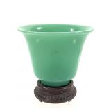 Chinese Green Peking Glass w/ Wood Display Base
