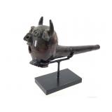 Glazed Clay Horned Creature Pipe w/ Stand
