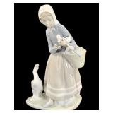 Lladro Shepherdess Girl w/ Ducks Porcelain Figure