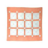 Large Coral Cross Stitch Floral Quilt 90" x 82"