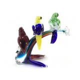 3 Perching Birds Art Glass Sculpture