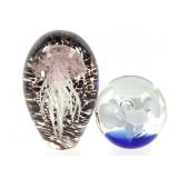 Art Glass Flower & Jellyfish Paperweights