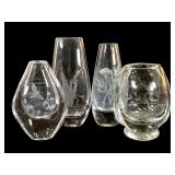 Orrefors Etched Crystal Bud Vases