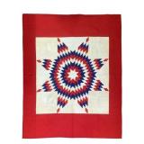 Large Lone Star Quilt Red White Blue 95" x 78"