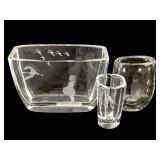Kosta Boda Etched Crystal Vases