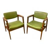 Pr MCM Walnut Frame Arm Chairs