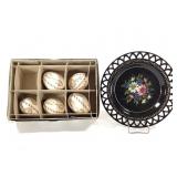 Ukranian Pysanka Decor Eggs & Hand Painted Plate