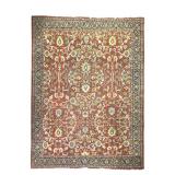 86" x 73" Persian Rug Olive Green & Salmon